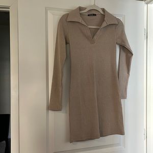 Nastgal Long sleeve Collared Bodycon Mini Dress